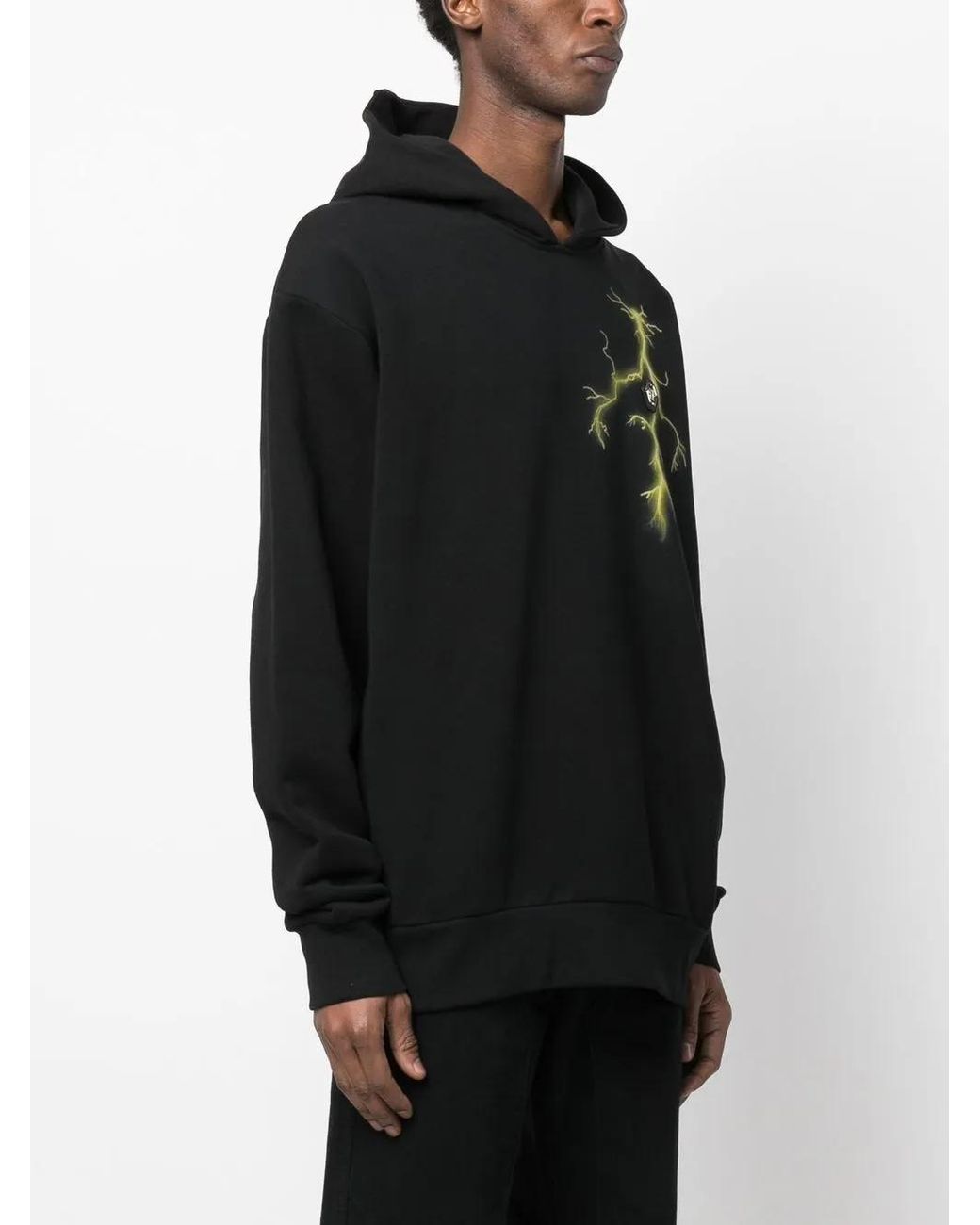 Philipp Plein Black Gothic-Print Rhinestone-Embellished Hoodie for men