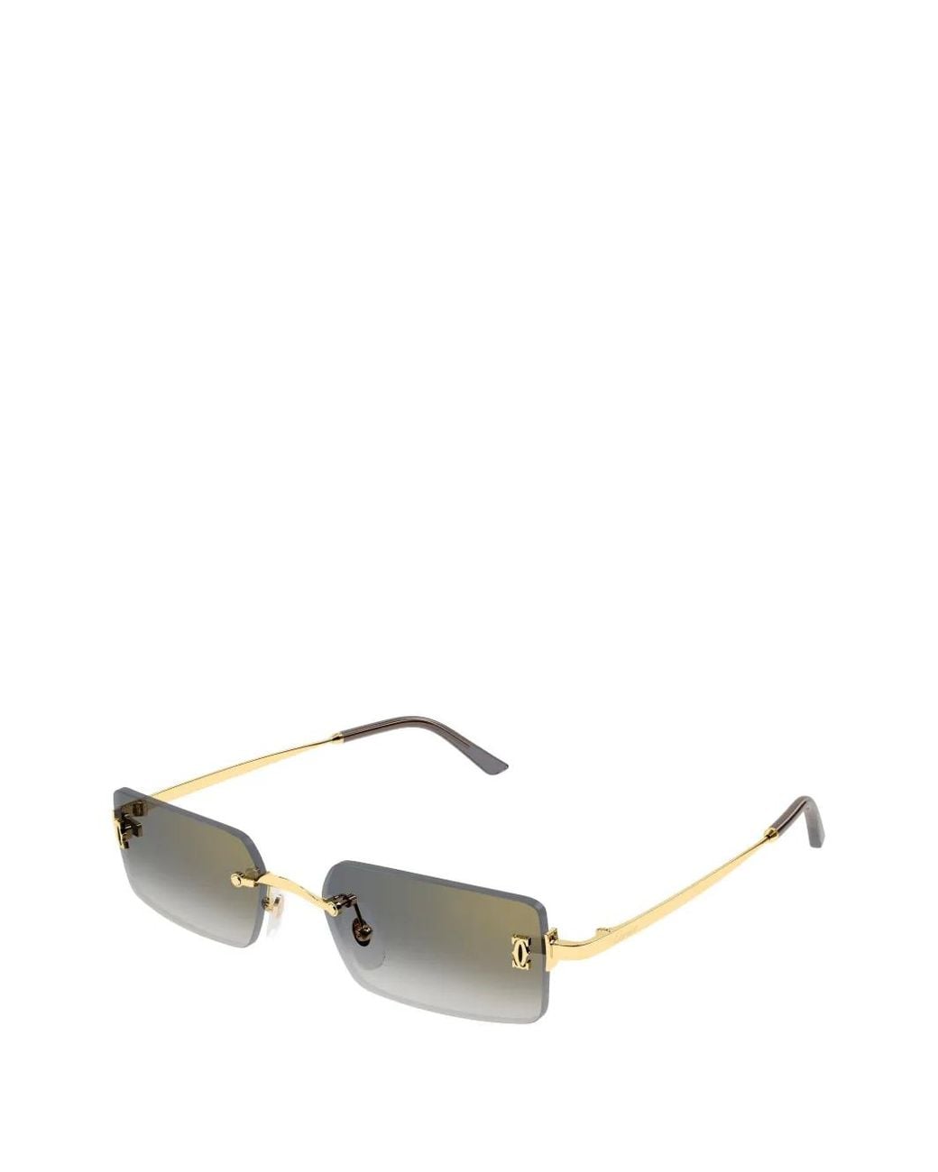 Cartier Metallic C De Cartier Rimless Rectangle-Frame Sunglasses