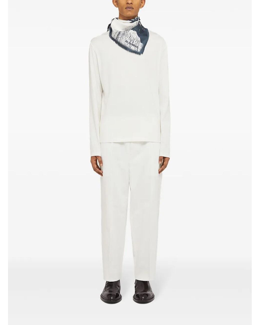 Jil Sander Blue Printed Silk Foulard for men