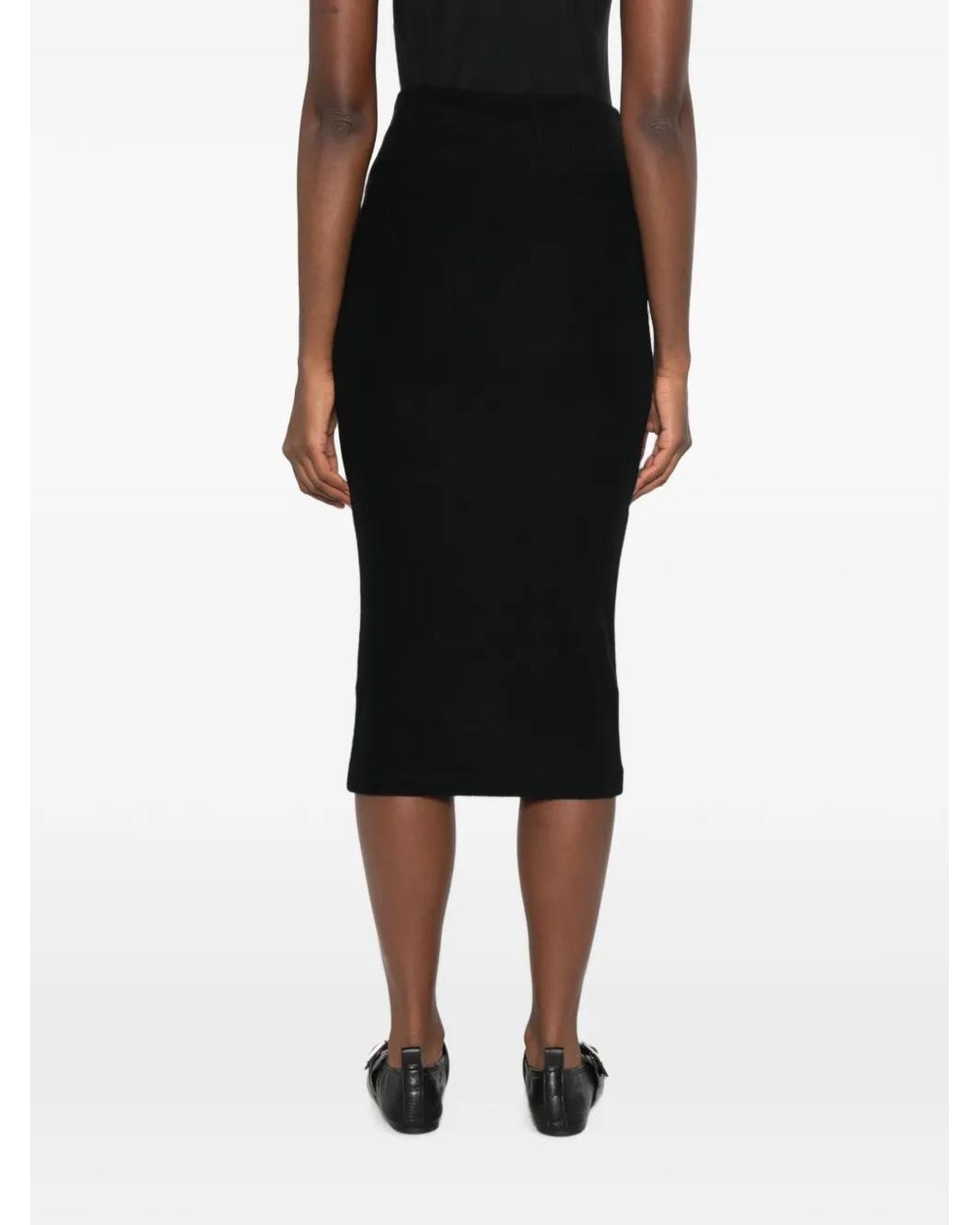 Thom Krom Black Ribbed-Knit Pencil Skirt