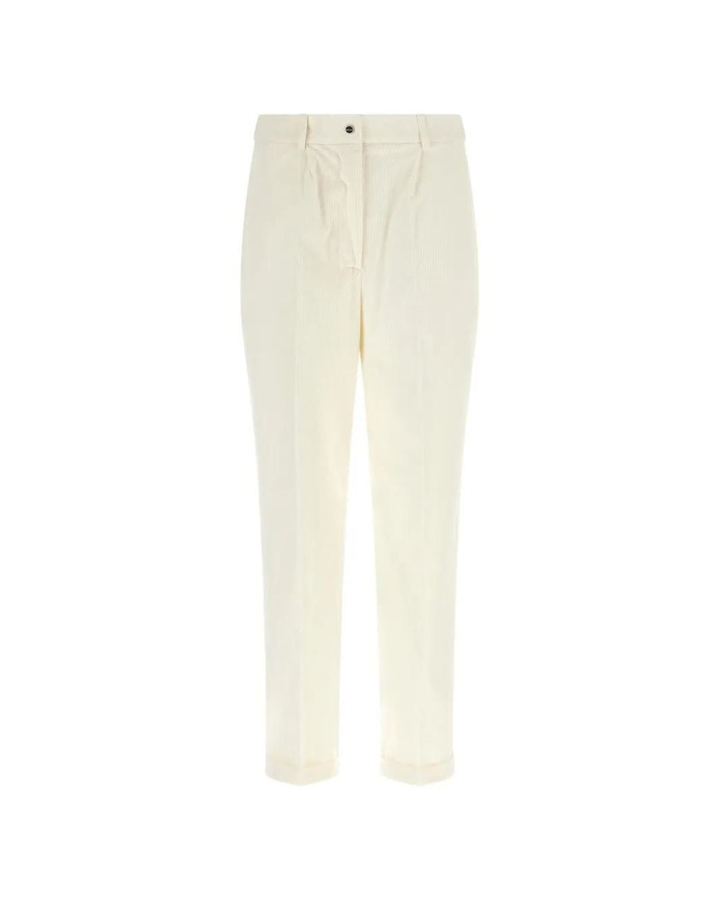 Kiton White Pleated Corduroy Trousers