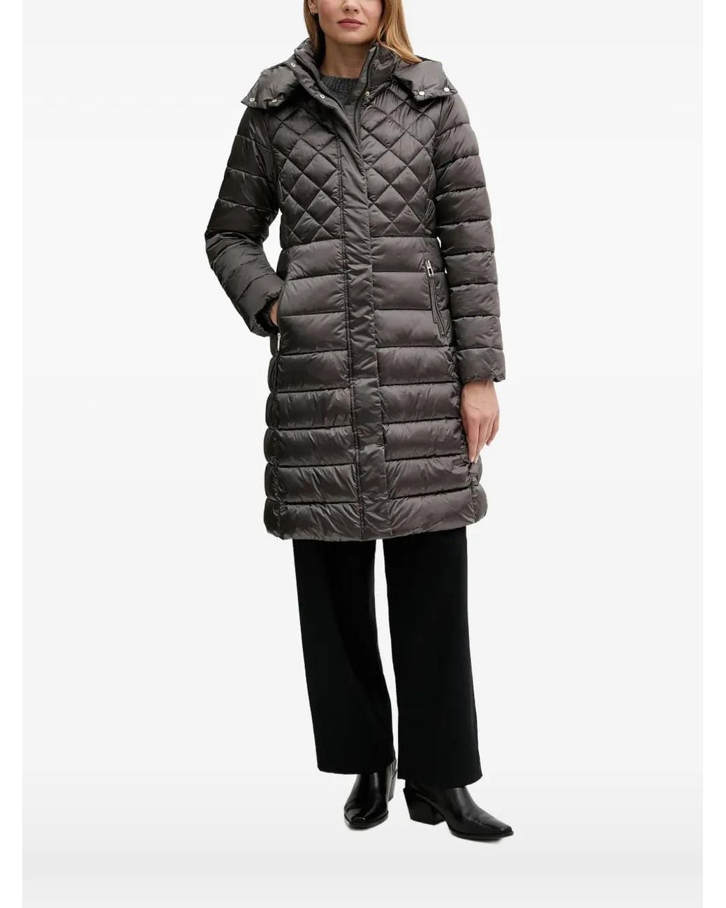 Joop! Black Constance Quilted-Design Coat