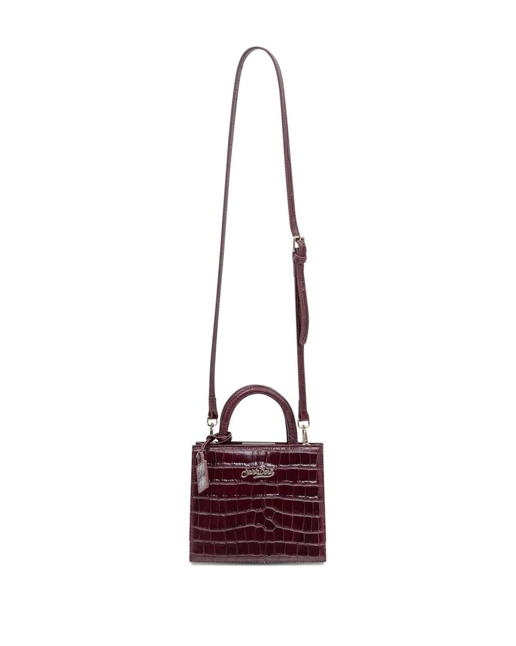 Mc2 Saint Barth Purple Mini Croc-Embossed Satchel Bag