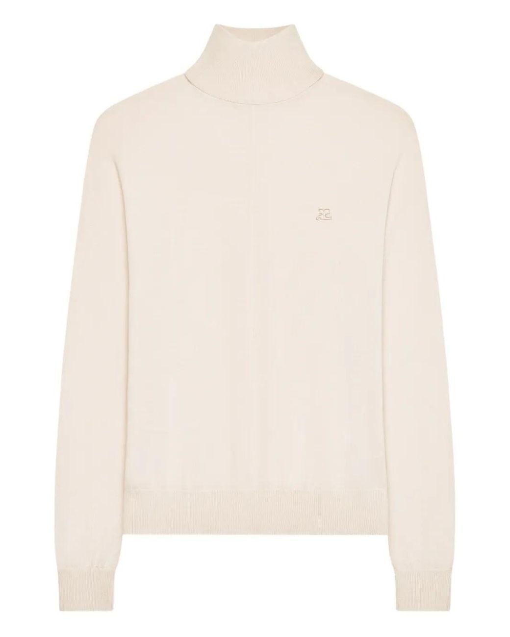 Courreges White Pull À Col Montant