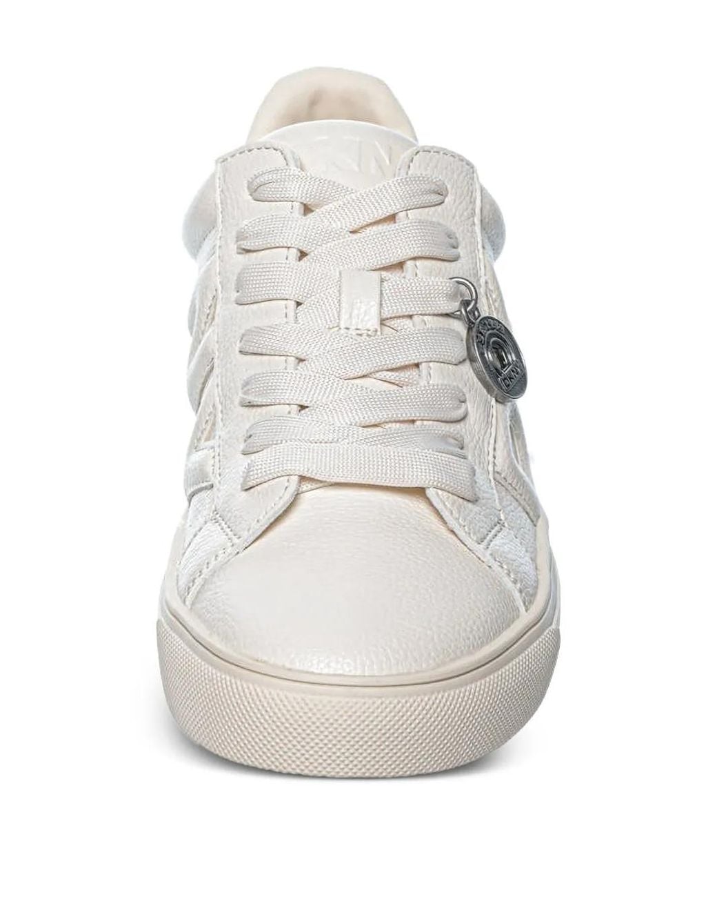 DKNY White Aisling Logo-Embossed Sneakers