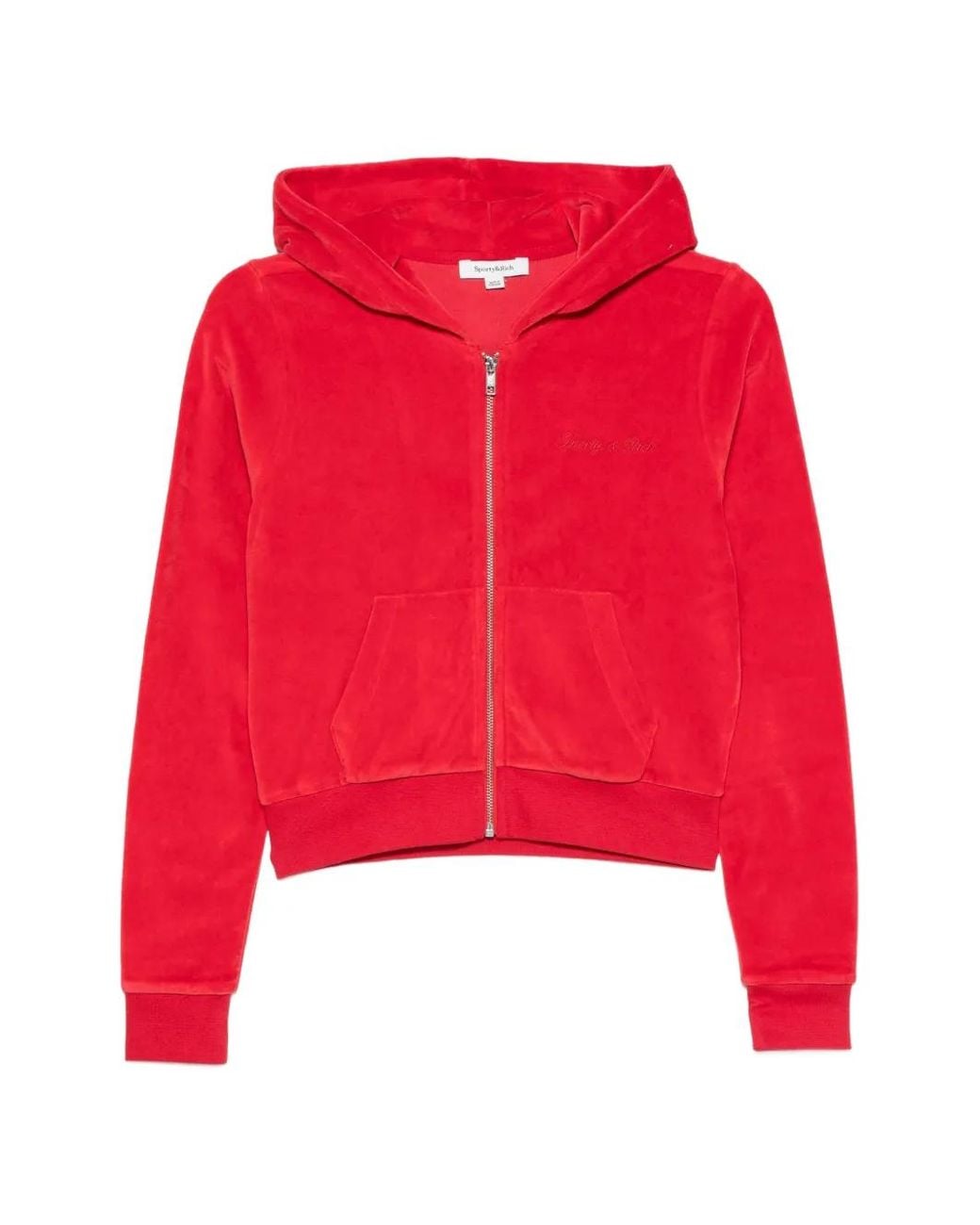 Sporty & Rich Logo-Embroidered Velour Hoodie