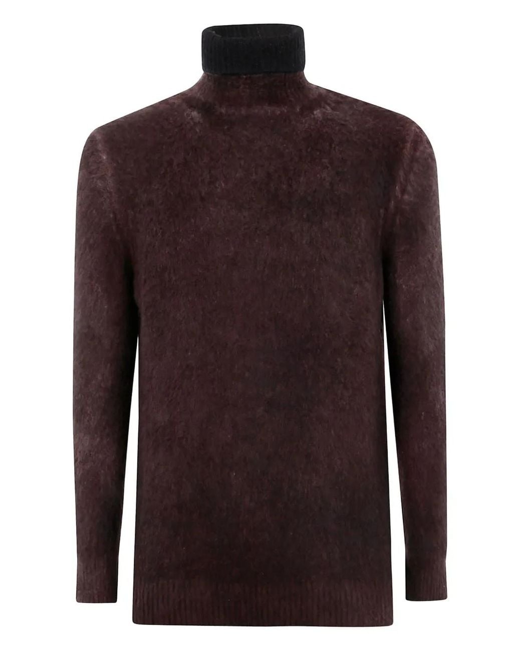 Avant Toi Brown High-Neck Brushed Sweater for men