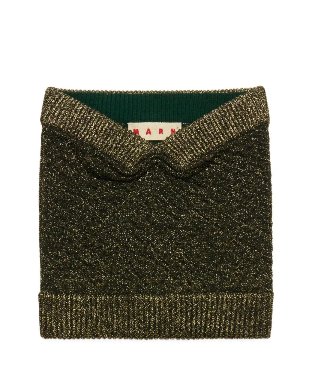 Marni Green Wool Strapless Top With Lurex Detailing