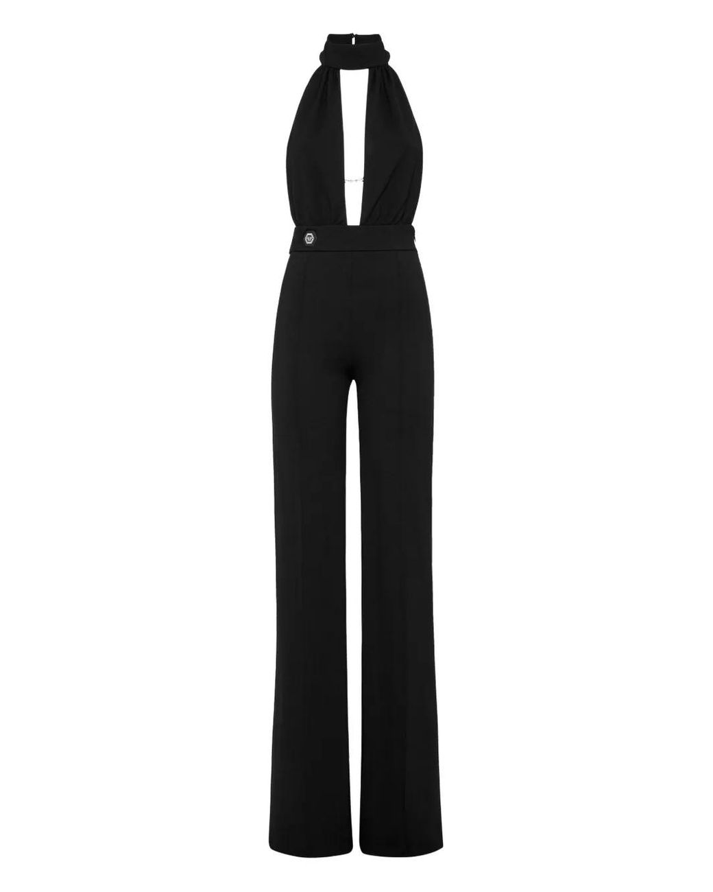 Philipp Plein Black Backless Jumpsuit Fatale