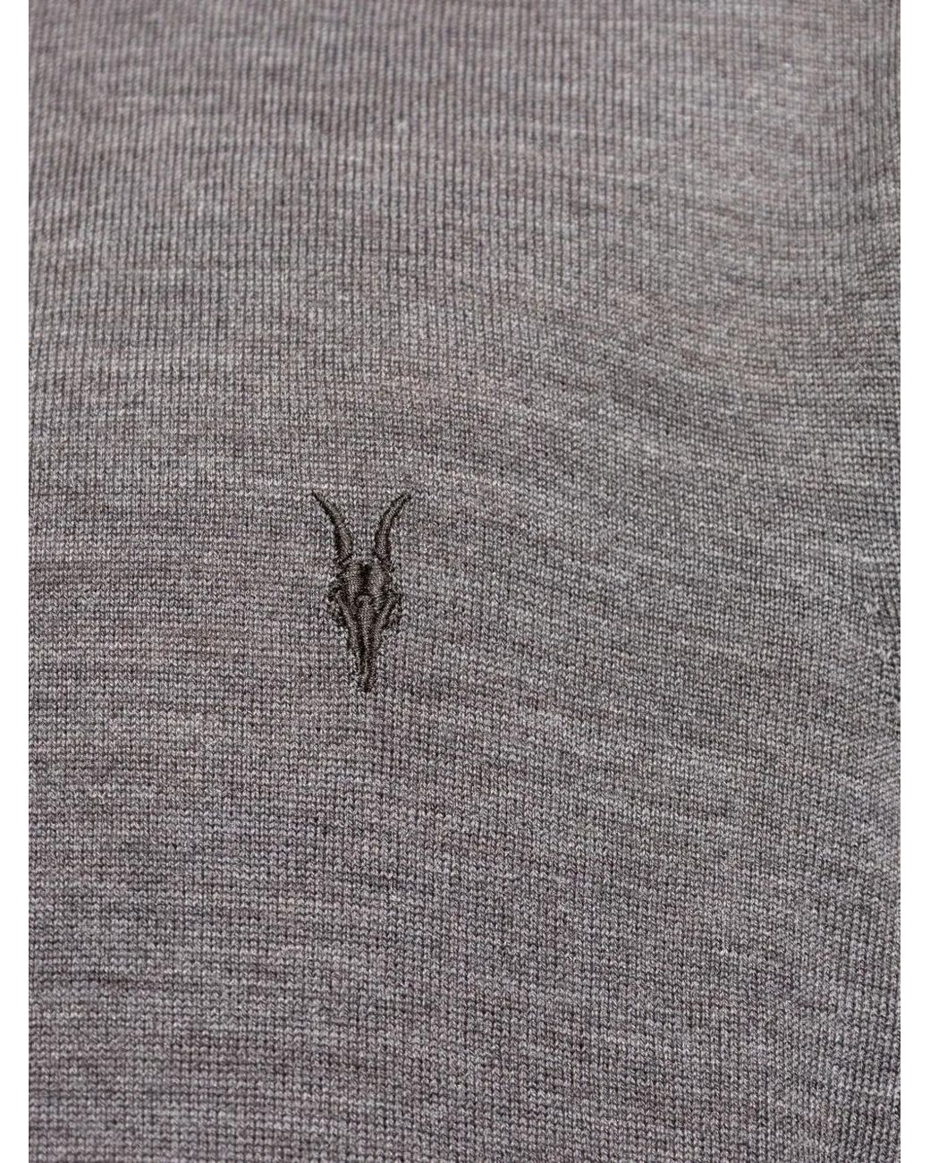 AllSaints Gray Mode Merino Long Sleeve Polo for men