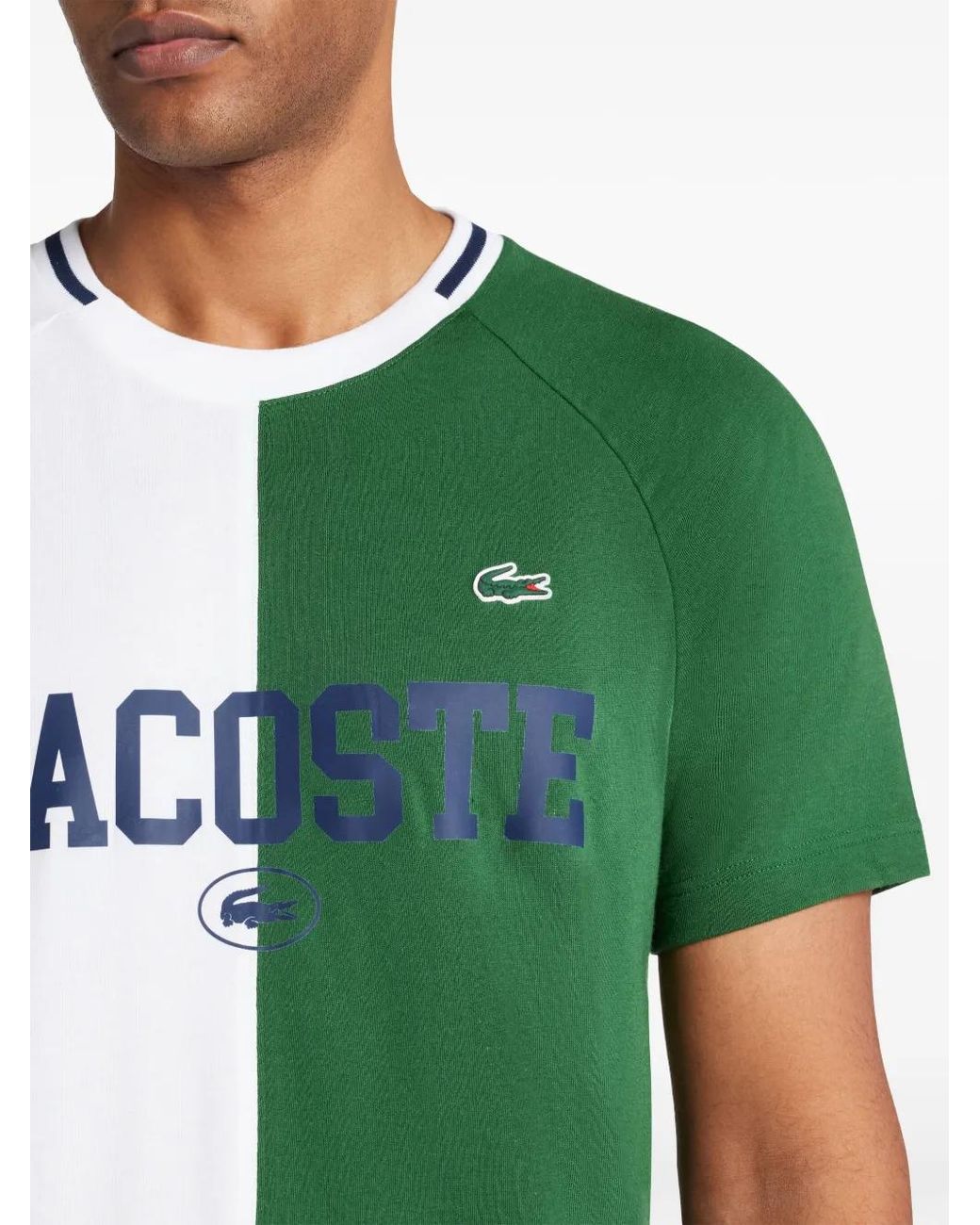 Lacoste Green Two-Tone Logo-Print T-Shirt for men