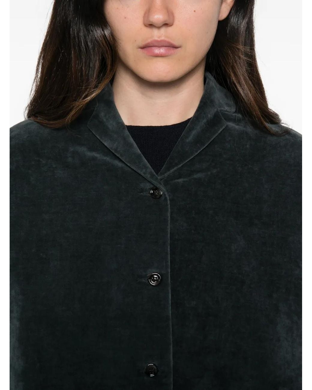 Apuntob Black Button-Up Notched-Lapel Blazer