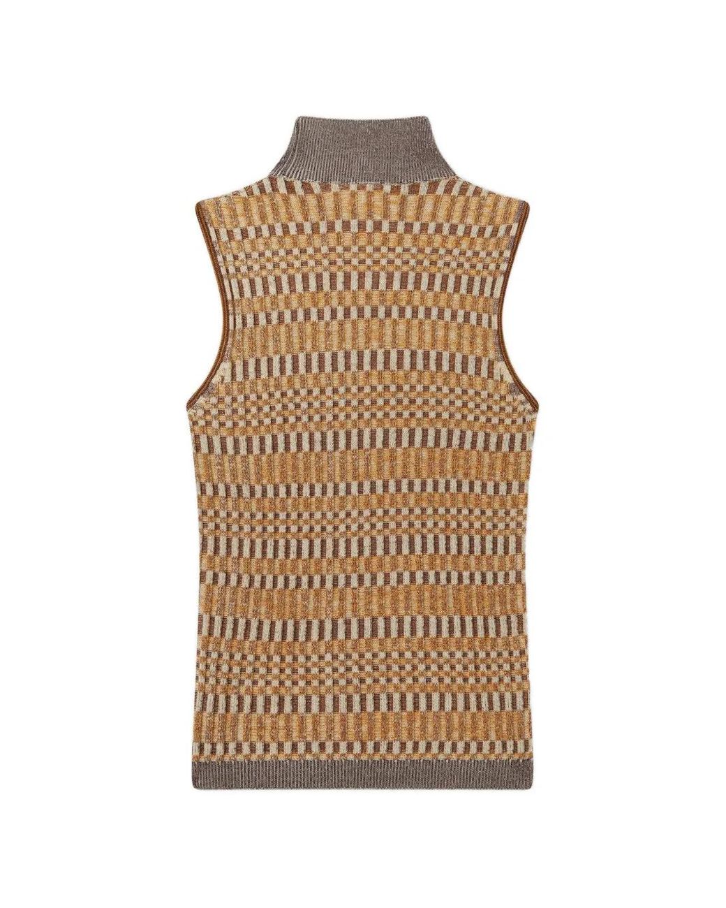 RETORI Brown Micro-Check-Stitch Sleeveless Top