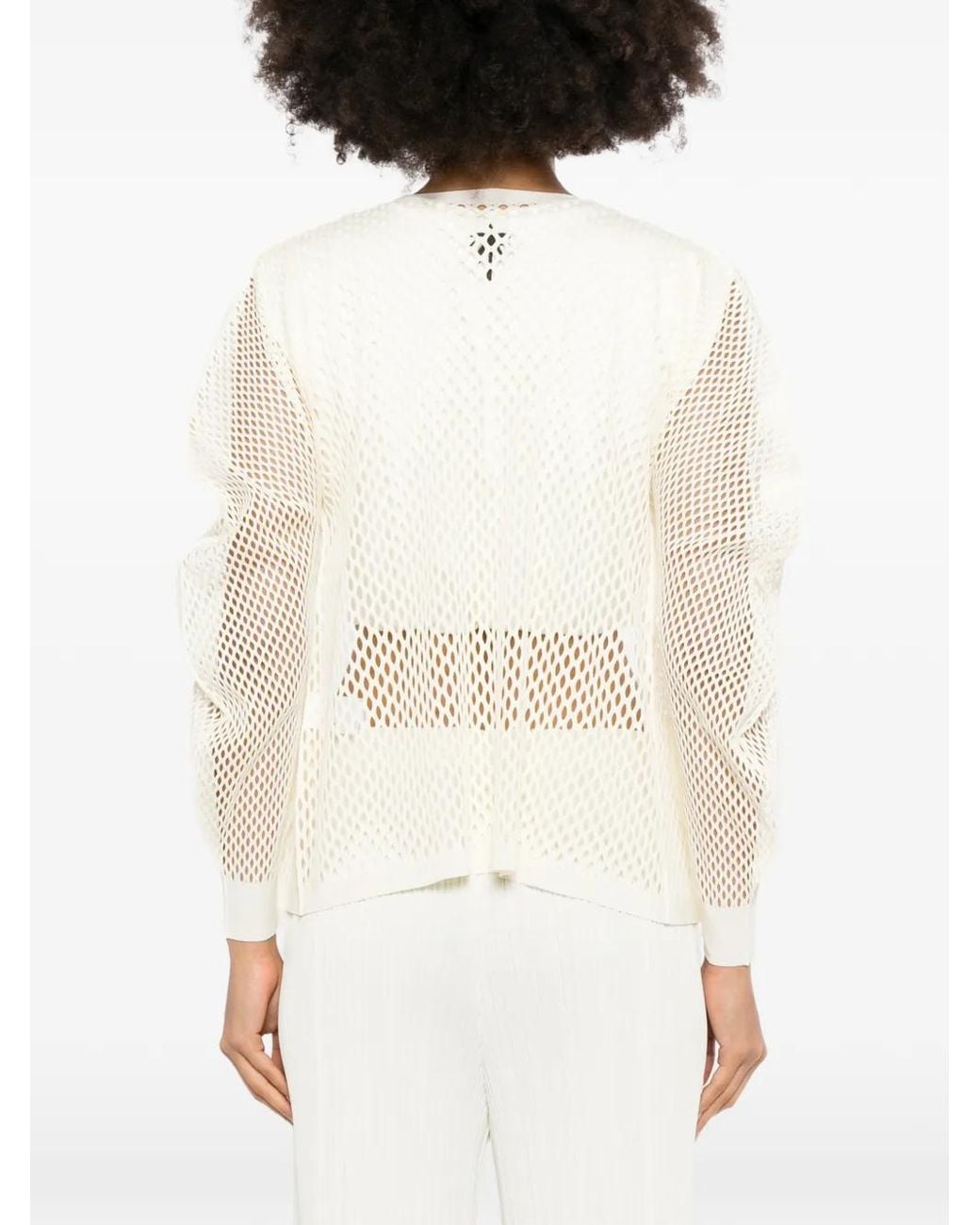 Pleats Please Issey Miyake Natural Cardigan A-Poc Basket