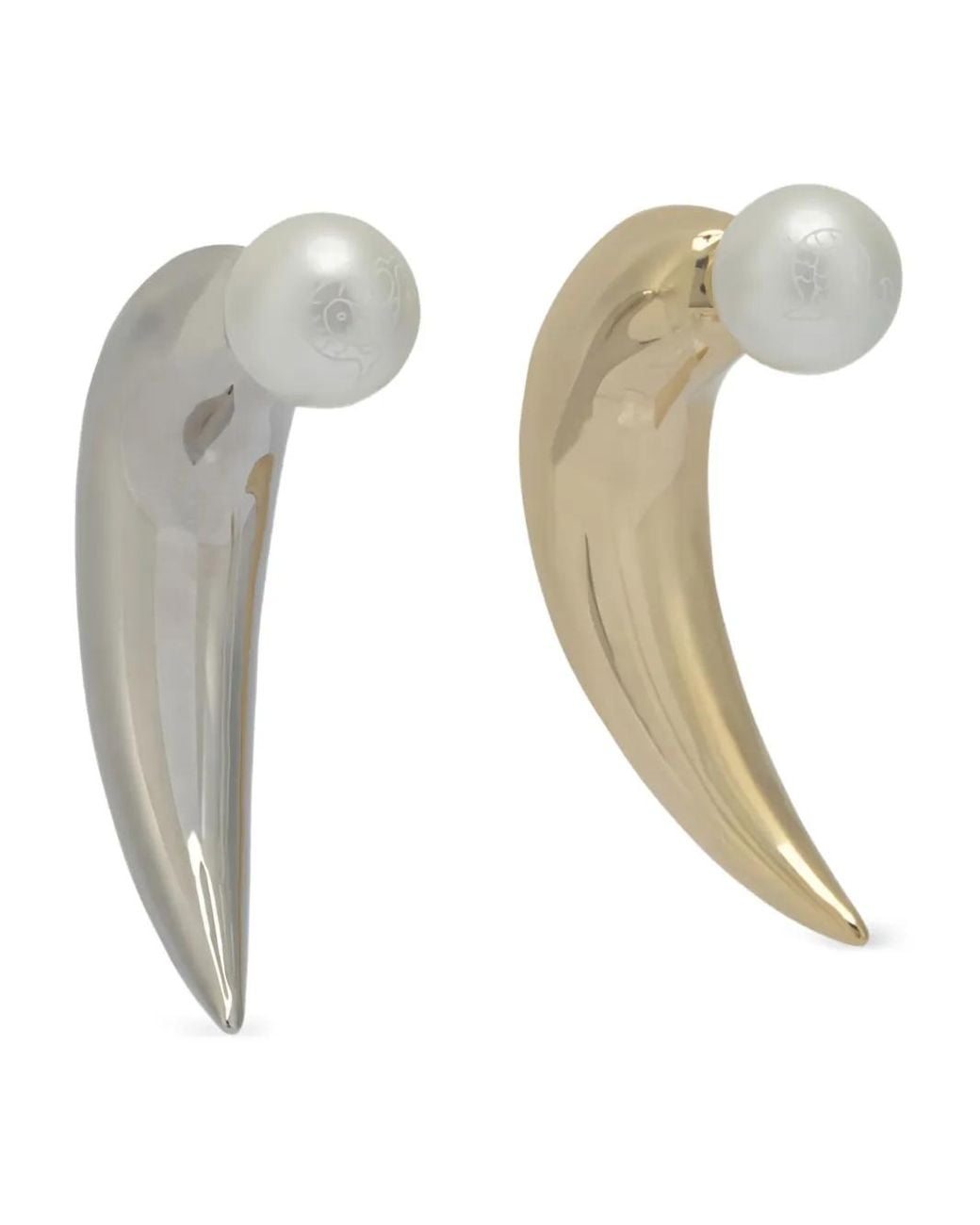 Emilio Pucci White Horn Pearl-Pendant Earring