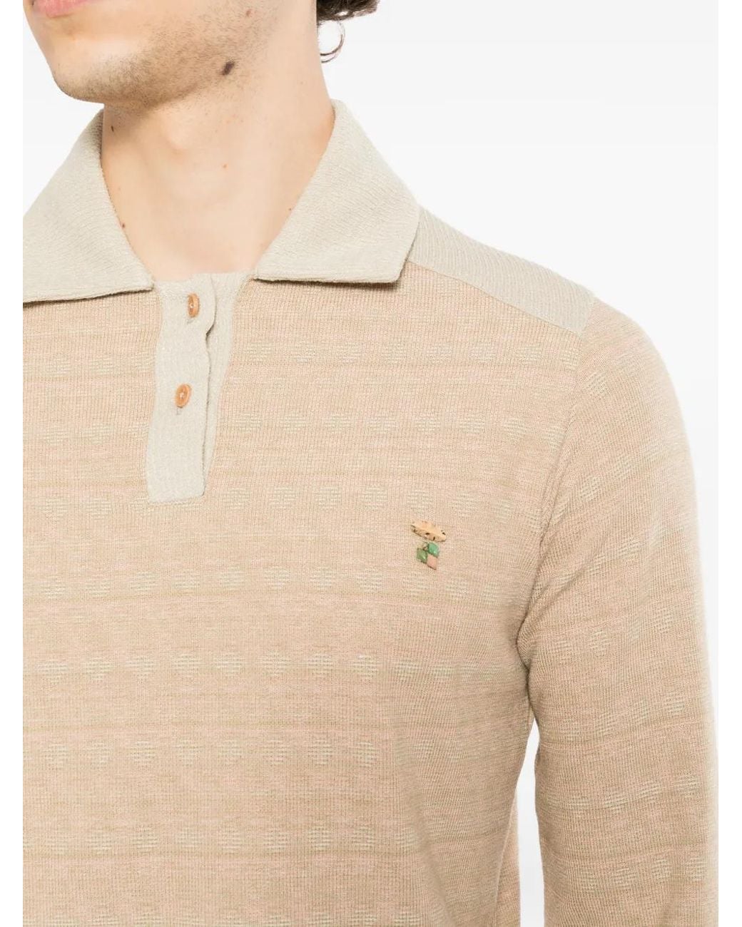 young n sang Natural Beaded Polo for men