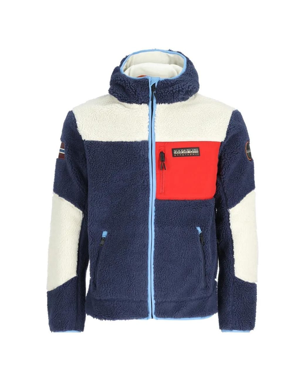 Napapijri Blue Yupik Hooded Fleece Sweater for men