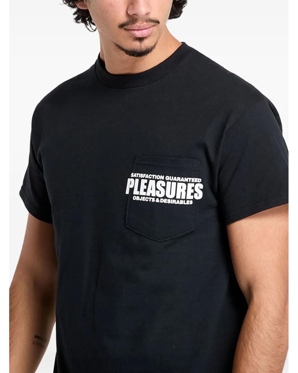Pleasures Black Cotton T-Shirt for men