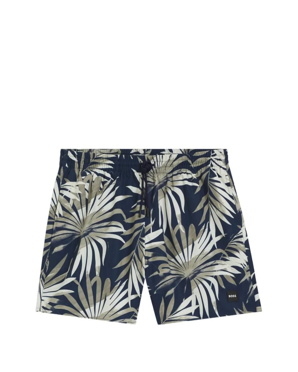 Boss Blue Swim Shorts With Allover Print for men
