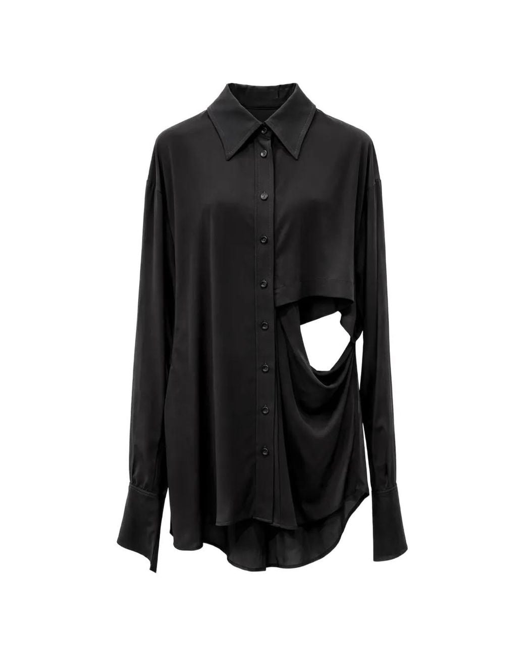 Andrea Ya'aqov Black Chemise Drappée À Découpes Au Col