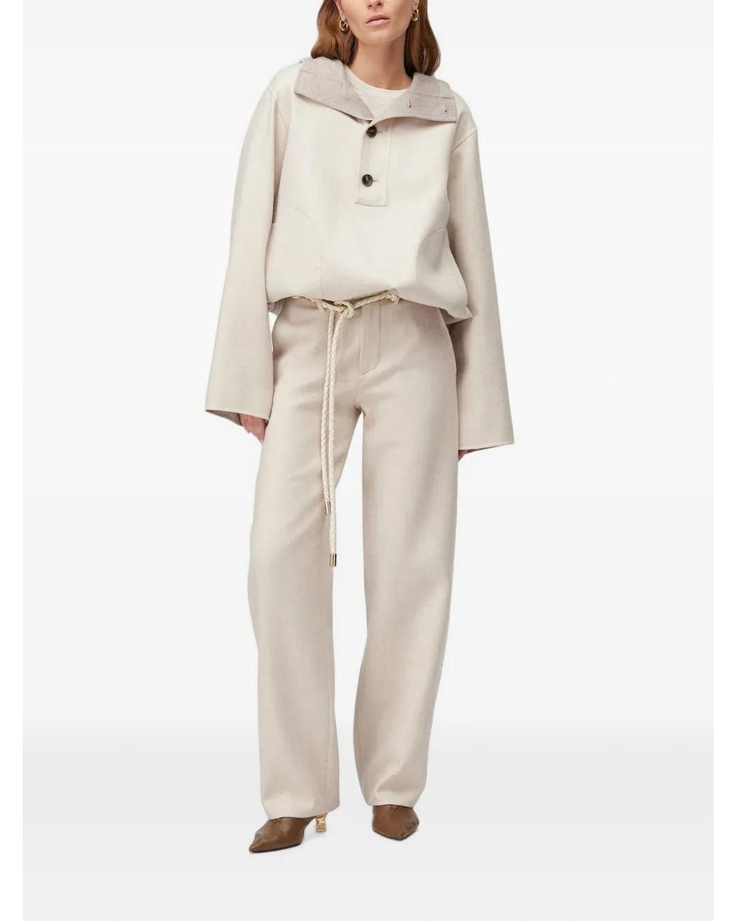 RETORI White Drawstring-Hem Wool Hoodie
