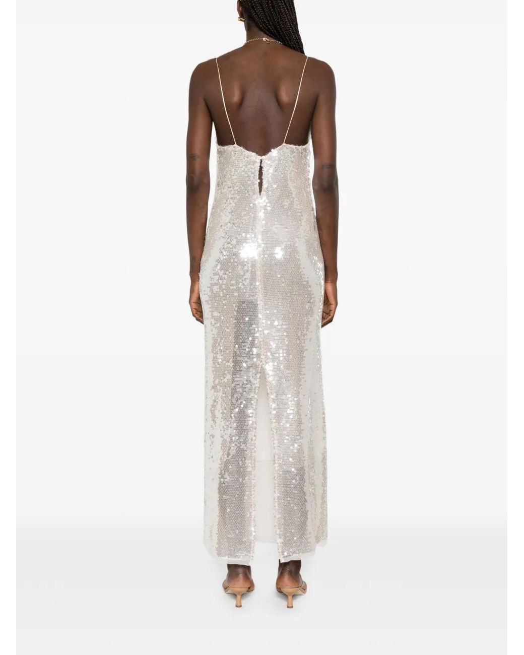 Forte_forte White Sequin-Embellished Maxi Dress