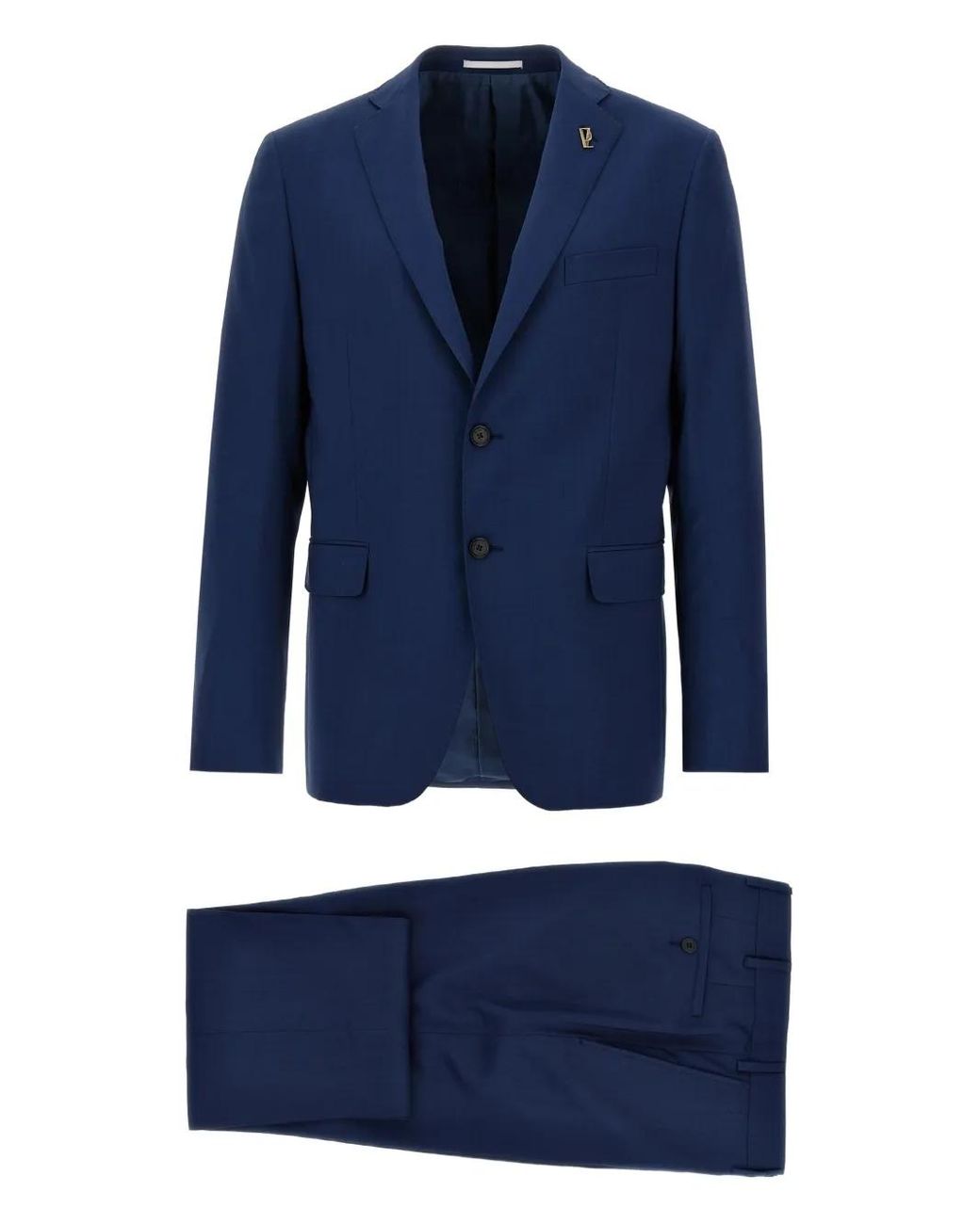 Pal Zileri Blue Metal-Logo Brooch Suit for men