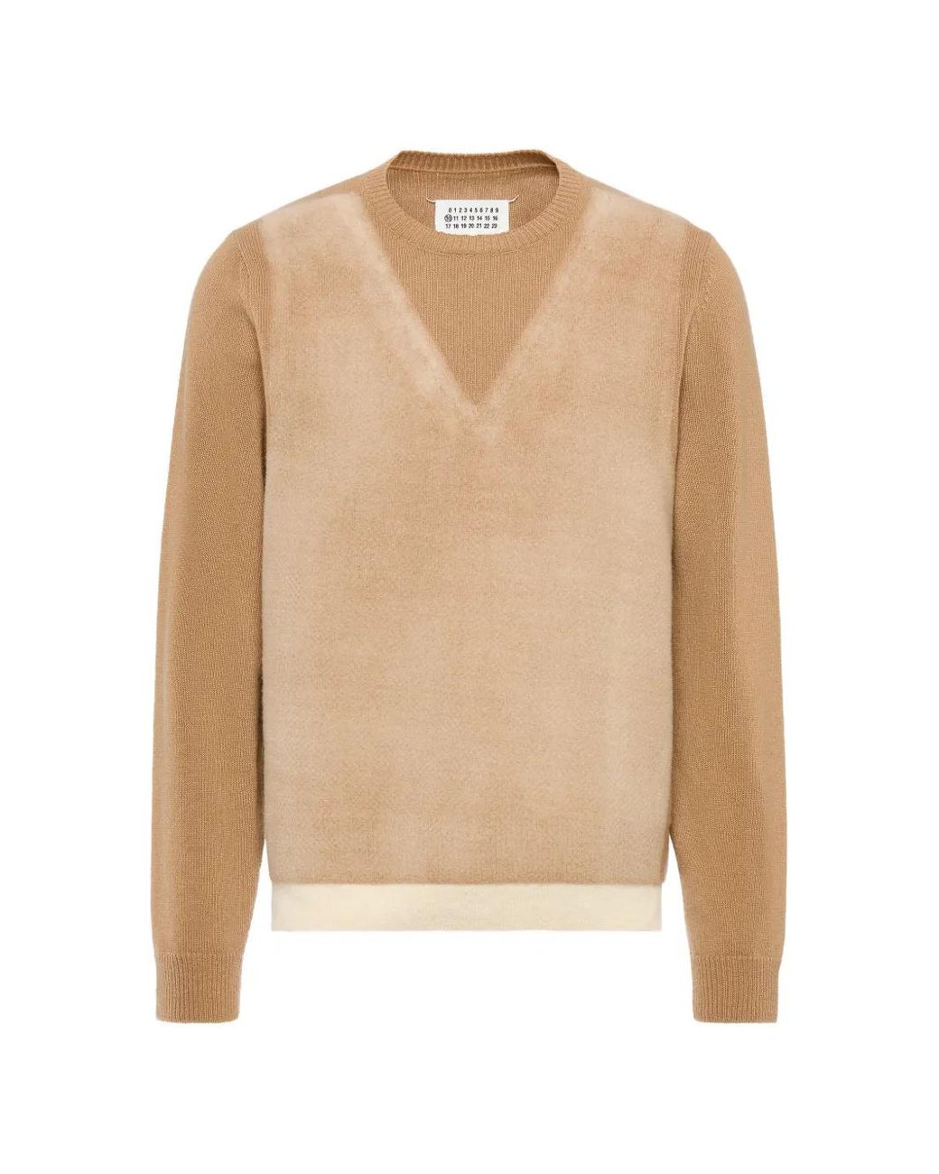 Maison Margiela Natural Fused Knit Wool Crewneck Sweater for men