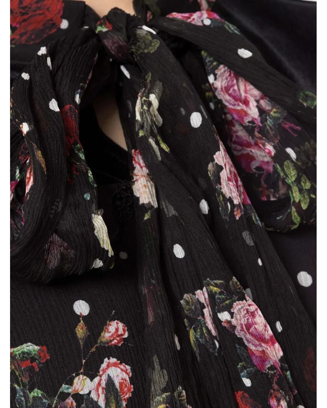 Nissa Black Printed Silk Top