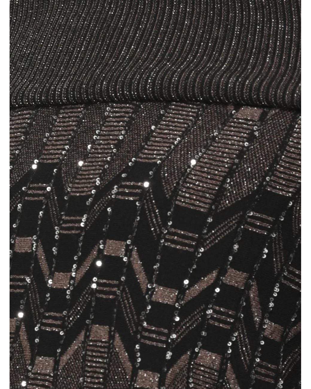 D.exterior Black Sequin-Embellished Chevron-Knit Sweater