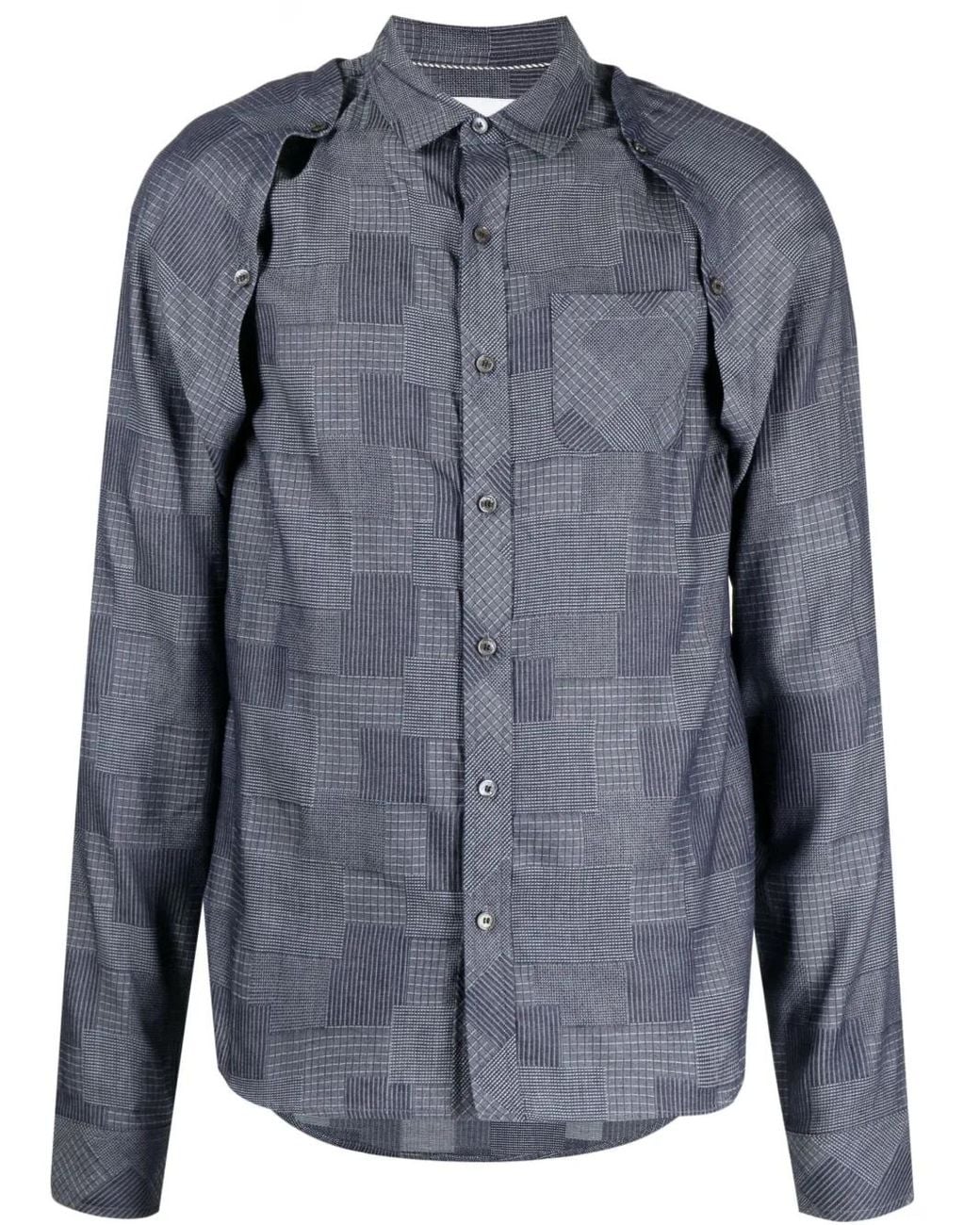 Private Stock Blue The Dorian Detachable-Sleeve Shirt for men