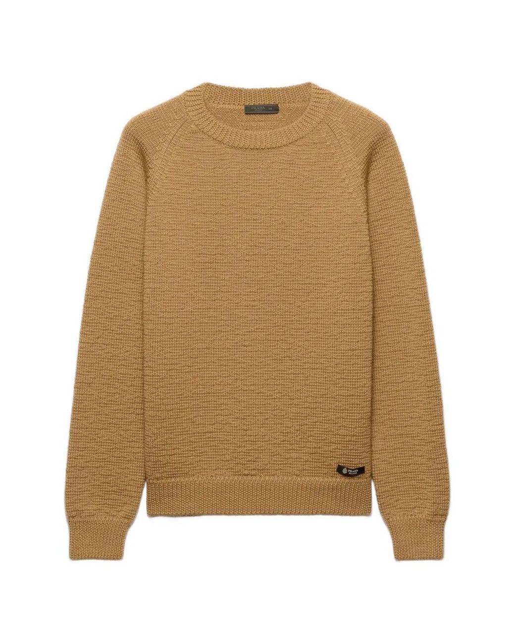 Prada Natural Wool Crew-Neck Sweater for men