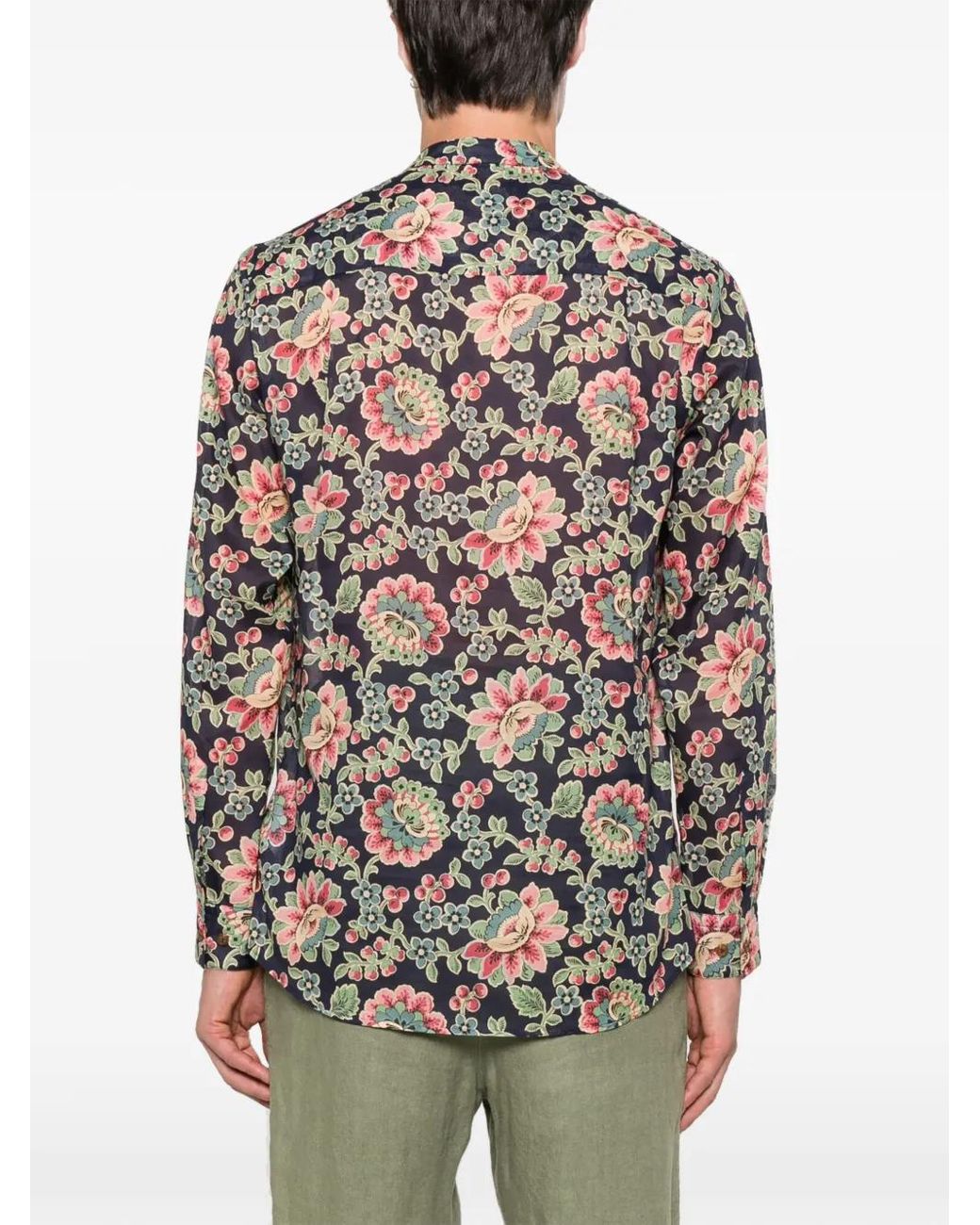 Vivienne Westwood Gray Dark Floral Print Mock Neck Shirt for men