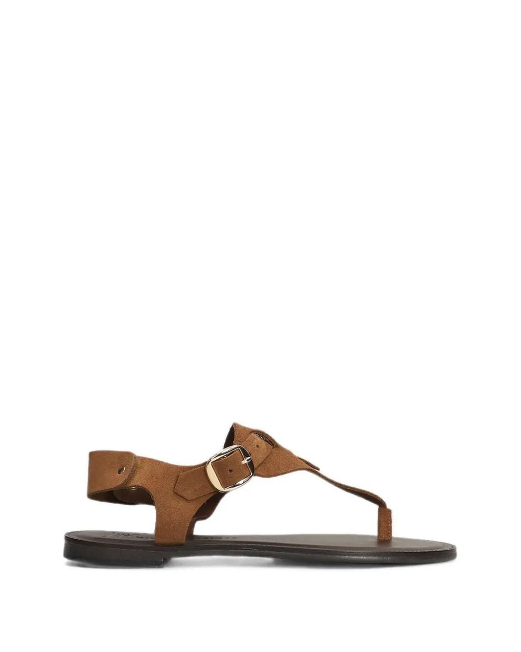 NICOLAS LAINAS Brown Buckle-Fastening Thong Sandals