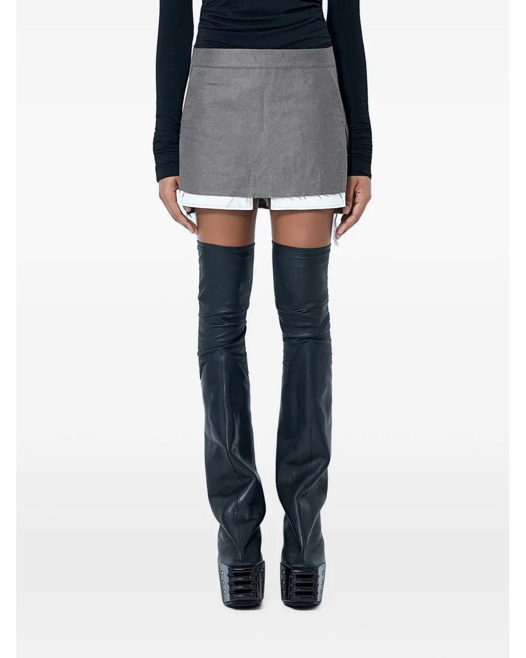 Rick Owens Black Layered-Hem Mini Skirt