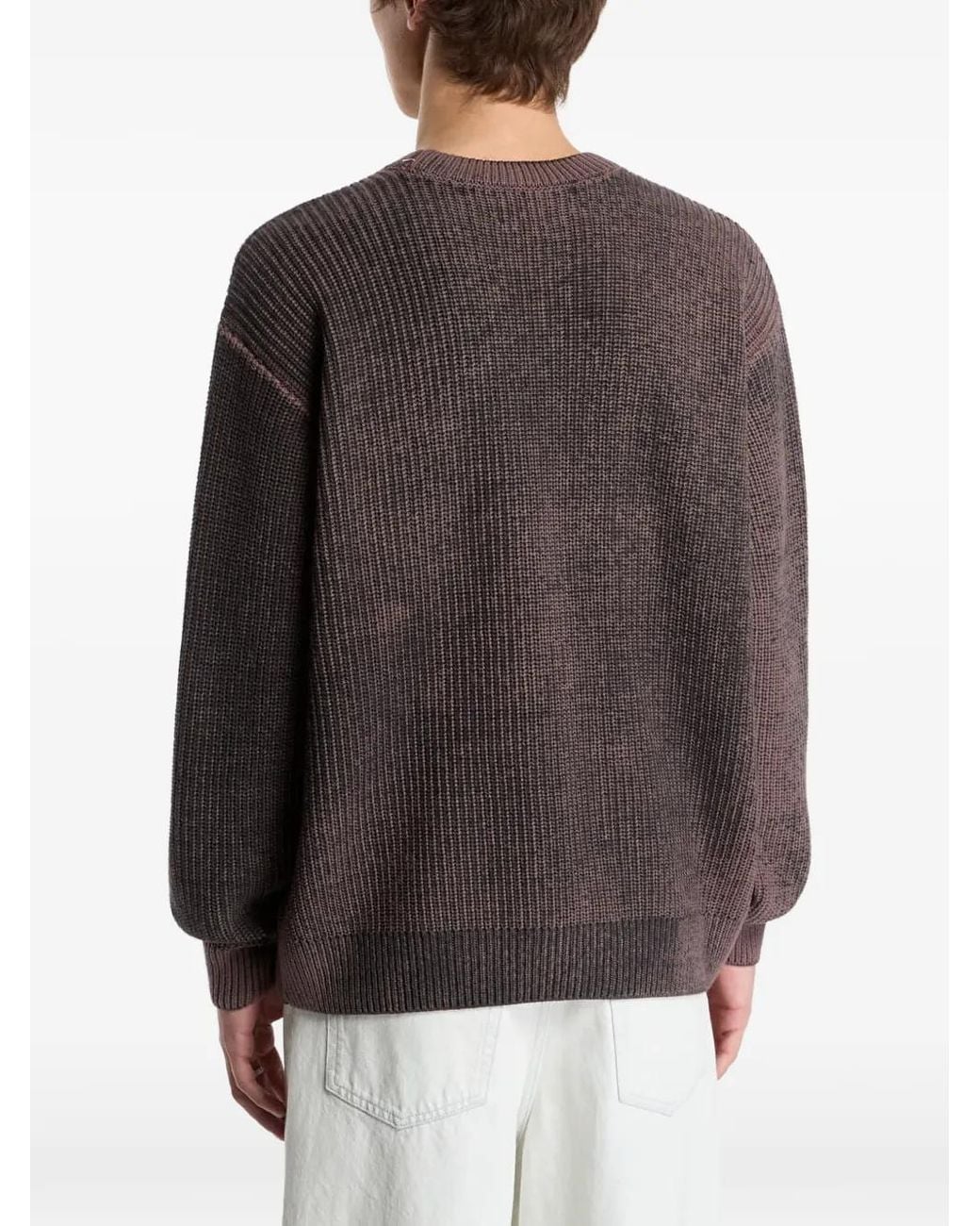 Obey Gray Spray-Effect Ribbed-Knit Sweater for men