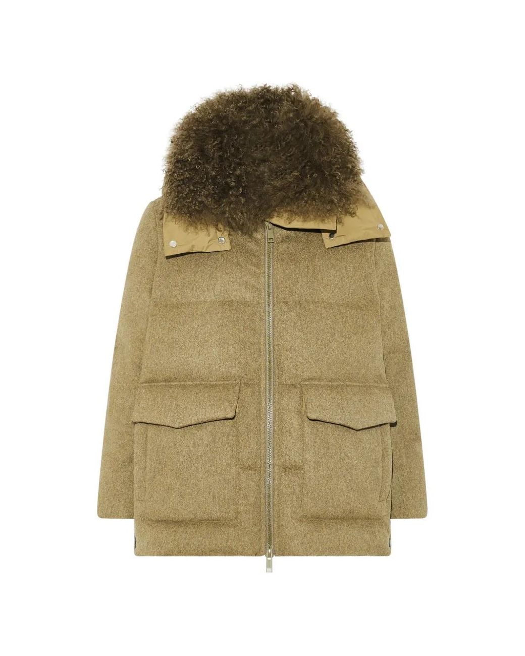 Yves Salomon Green Cashmere Hooded Coat