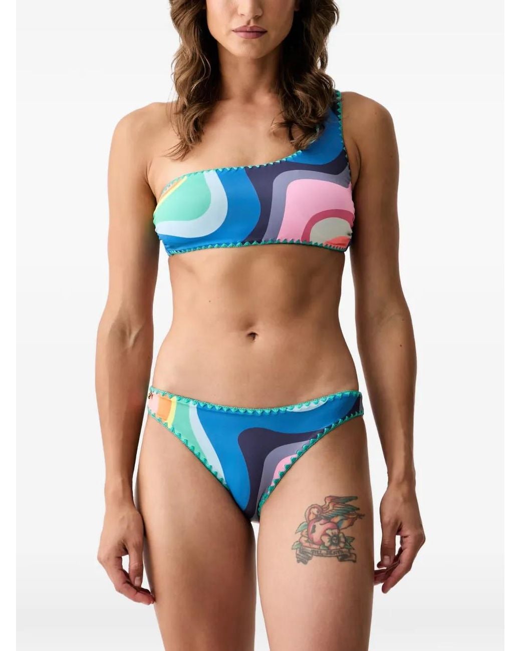 Kurt Geiger Blue Wave-Pattern Bikini Bottoms