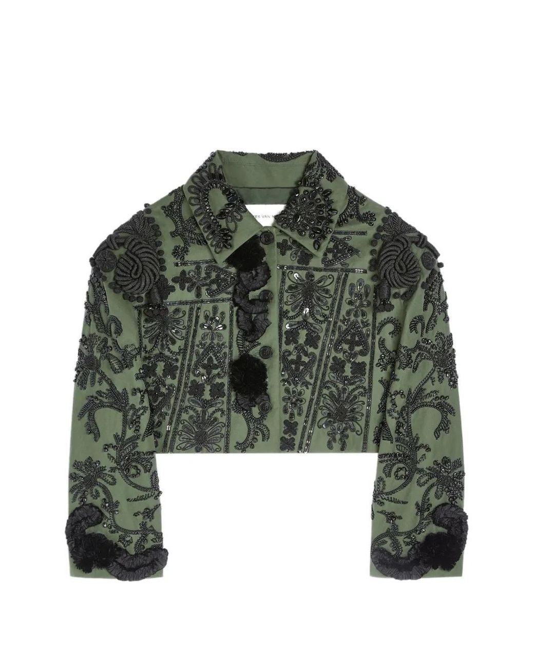 Dries Van Noten Green Embroidered Cotton Jacket