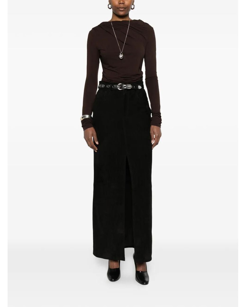 Entire studios Black Drape Long-Sleeve Top
