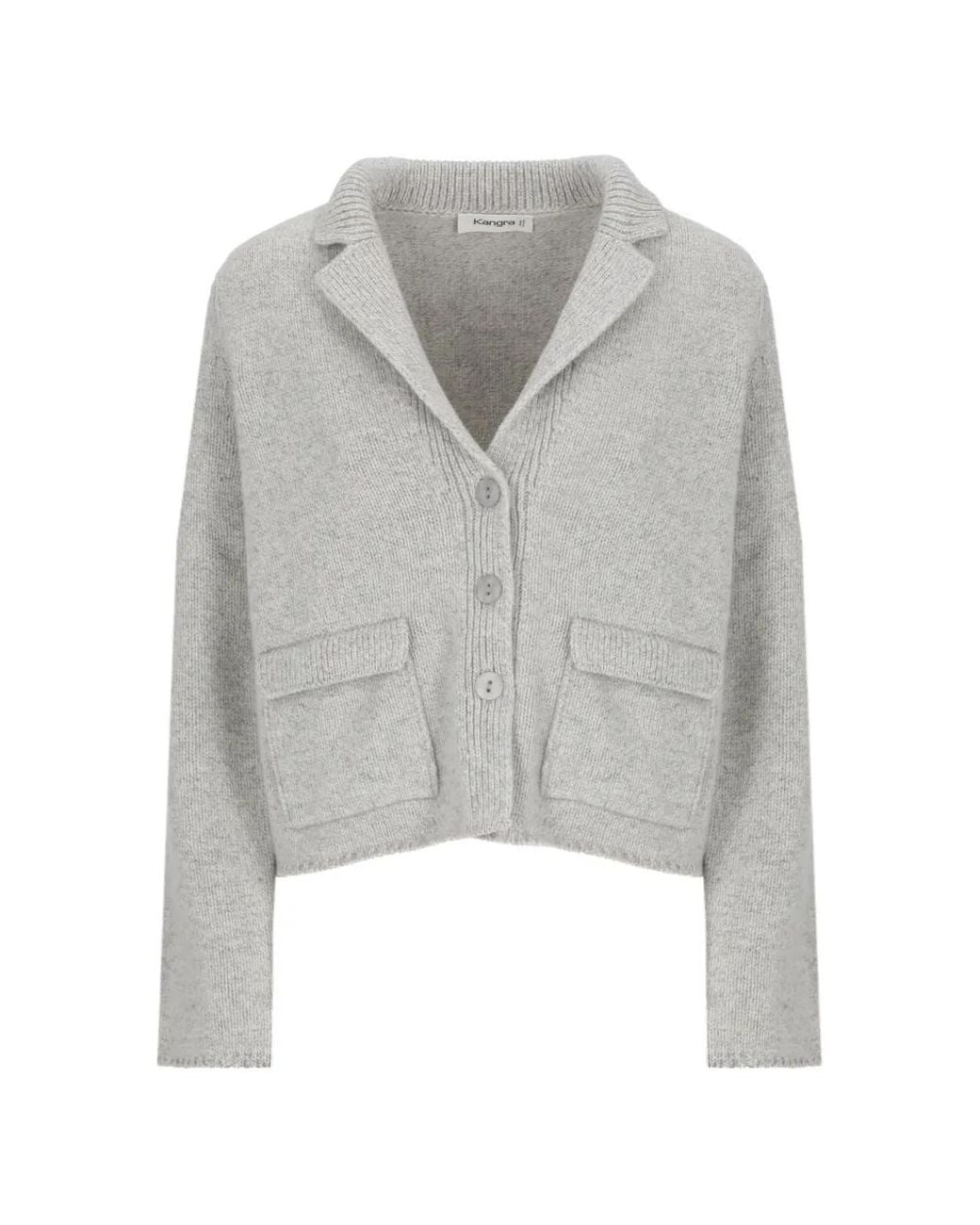 Kangra Gray Button-Up Knitted Cardigan