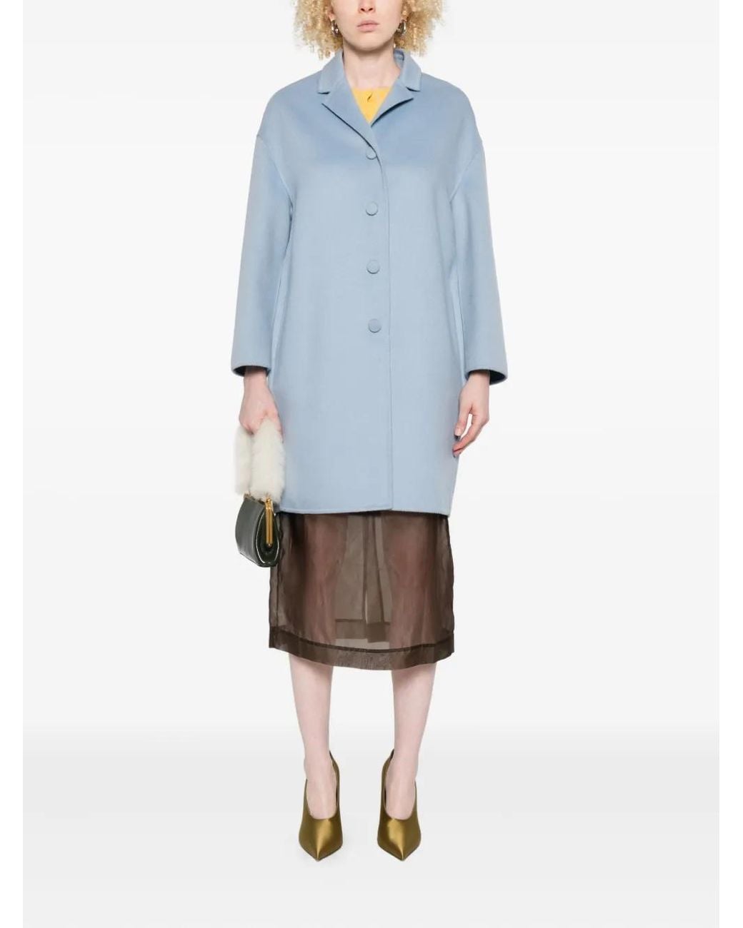 Prada Blue Button-Fastening Collared Coat