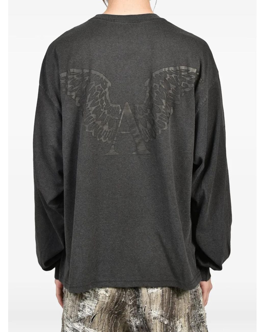 ALEXANDER DIGENOVA Gray Logo-Print Washed-Effect T-Shirt for men