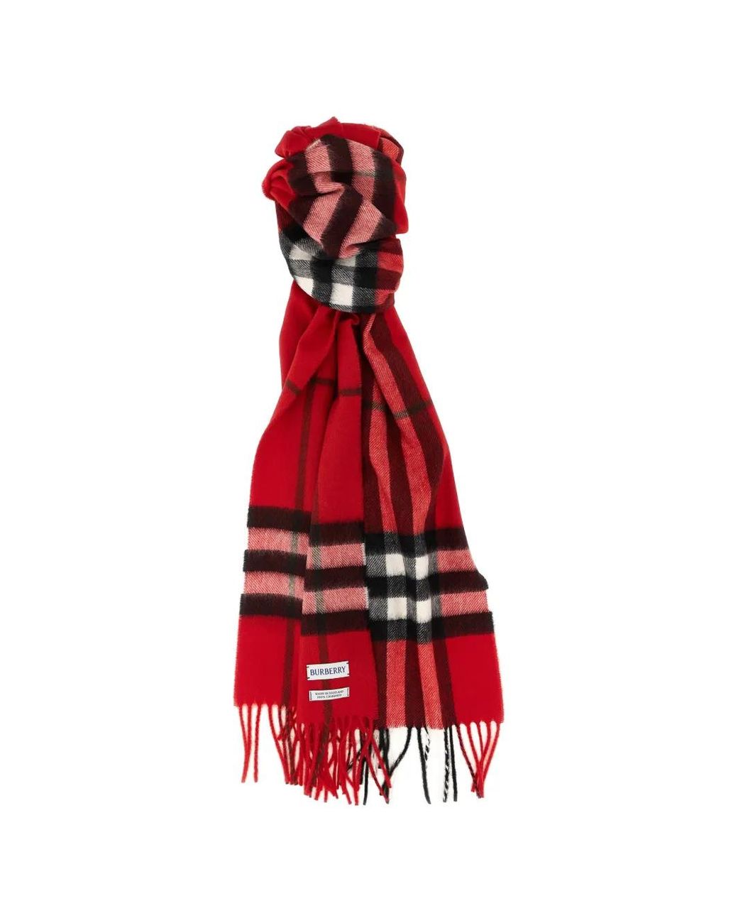 Burberry Red Check Cashmere Scarf
