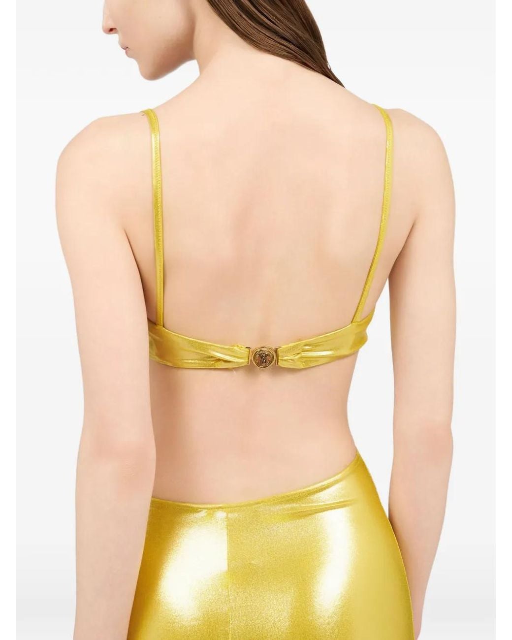 Roberto Cavalli Metallic Cut-Out Bra Midi Dress
