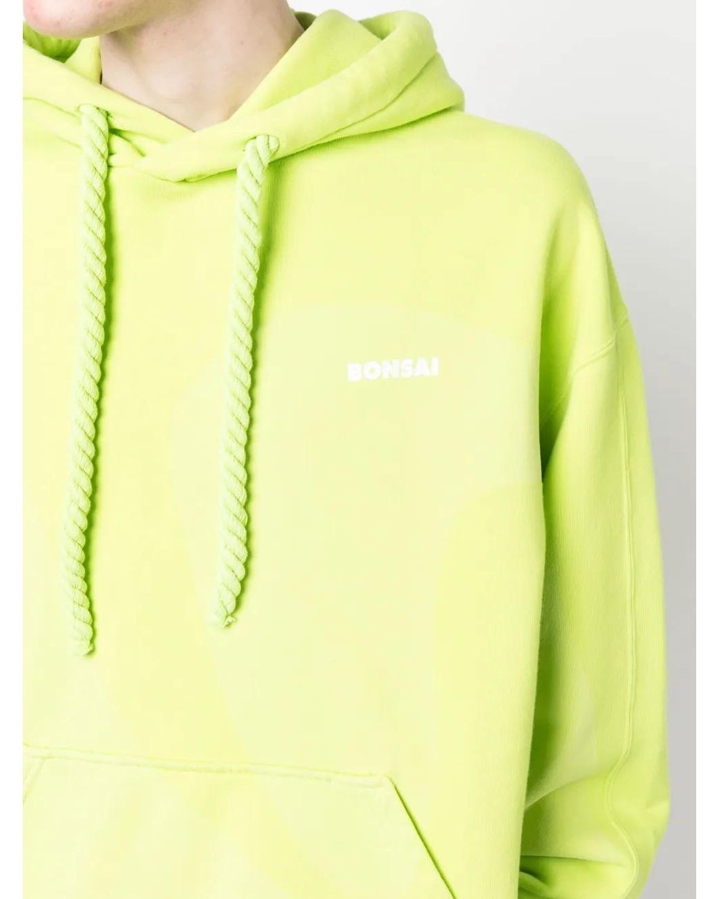 Bonsai Yellow Logo-Print Drawstring Hoodie for men