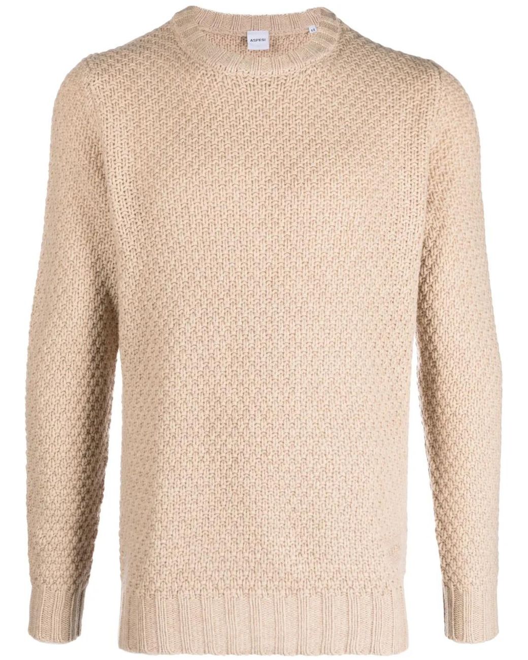Aspesi Natural Chunky-Knit Wool Jumper for men