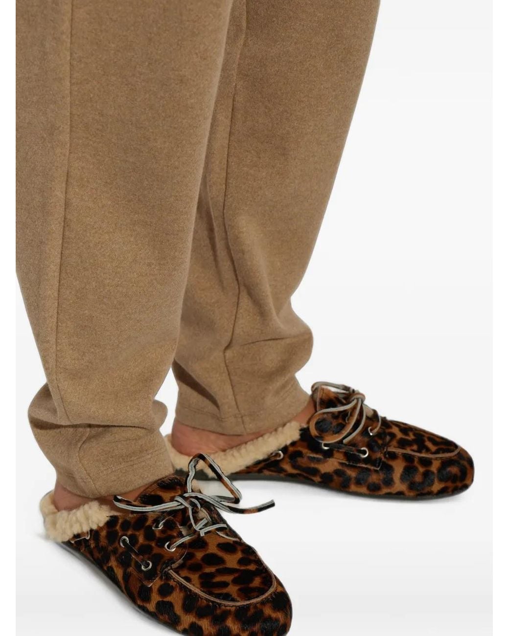 POSA Brown Boat Leopard-Print Slides
