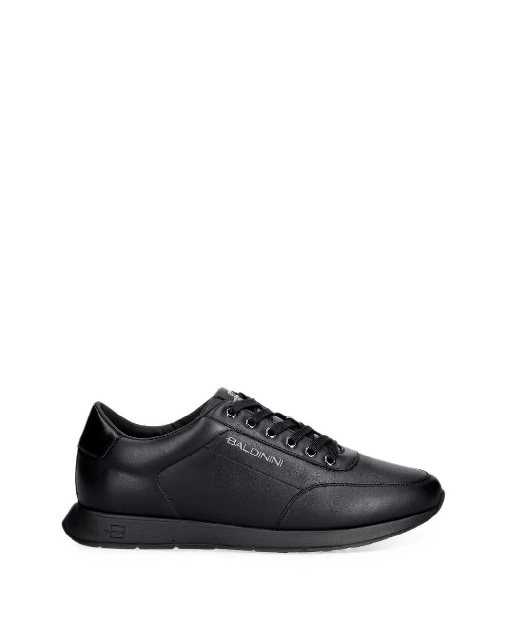 Baldinini Black Logo-Print Leather Sneakers for men