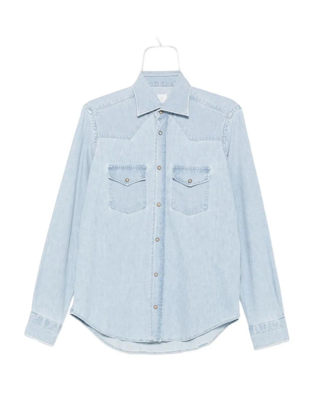Eleventy Blue Double-Pocket Denim Shirt for men